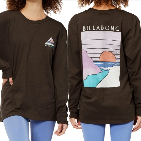 Billabong Tops - billabong | womens black graphic long sleeve surf skate hike outdoor top | sz xl